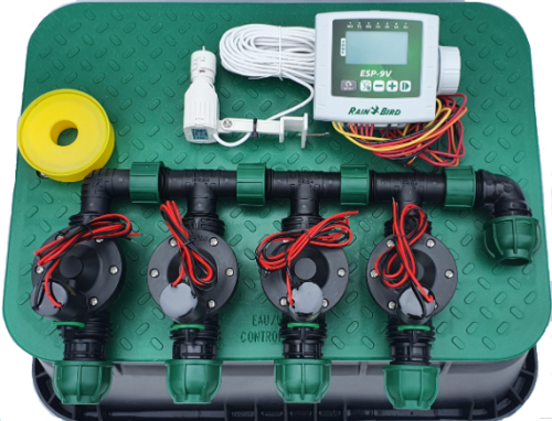 Zestaw nawadniania  RAIN BIRD - 4 sekcji sterownik bateryjny 9V
