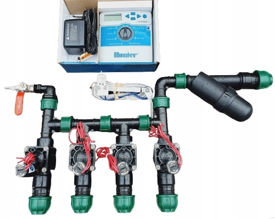 Zestaw do nawadniania ogrodu z filtrem 4 sekcje Hunter www.akant-ogrody.pl