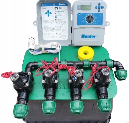 Zestaw do nawadniania ogrodu 4 sekcje sterownik zewnętrzny X2 Hunter