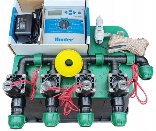 Zestaw do nawadniania ogrodu HUNTER - 4 sekcje sterownik wewnętrzny