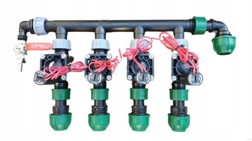 Zestaw nawadniania ogrodu HUNTER 4 sekcje na kolektorach i Przyłącze do kompresora
