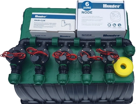 Bateryjny zestaw nawadniania ogrodu Hunter 5 sekcji 9V  Sterownik NODE