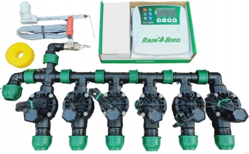 Zestaw nawadniania ogrodu Rain Bird 6 sekcji | Sterownik ESP-TM2 | Przyłącze do kompresora