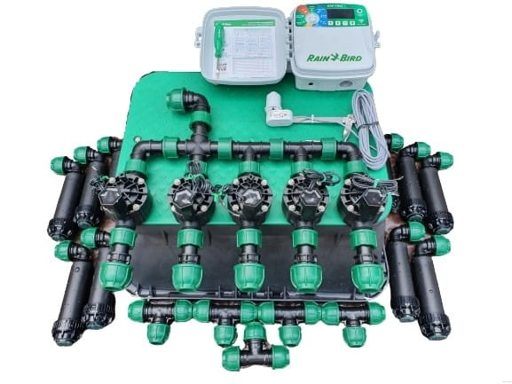 Zestaw nawadniania ogrodu RAIN BIRD 5 sekcji | Sterownik ESP-TM2 | 10 zraszaczy