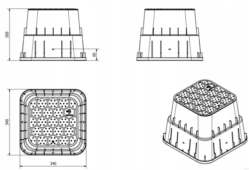 wymiary - Studzienka zaworowa LARGE - na 1-2 elektrozawory