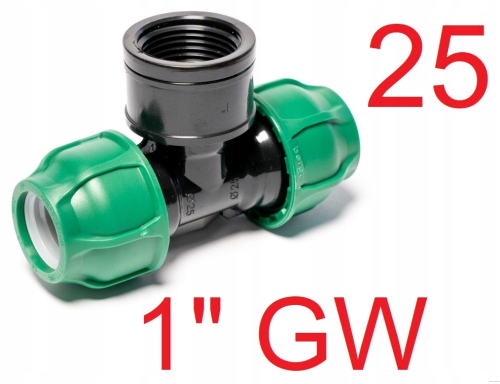 Trójnik PE 25 x 1" GW x 25 Bergo