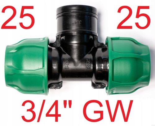 Trójnik PE 25 x 3/4" GW x 25 Bergo