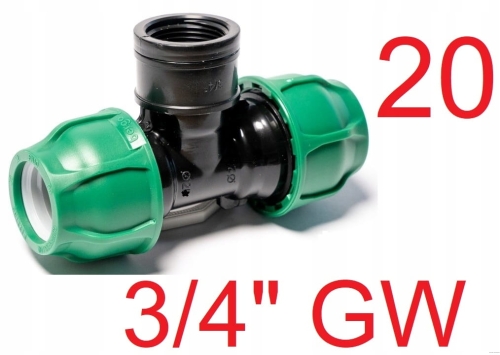 Trójnik PE 20 x 3/4" GW x 20 Bergo