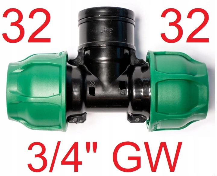 Trójnik PE 32 x 3/4" GW x 32 Bergo