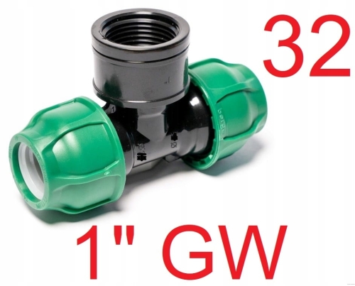 Trójnik PE 32 x 1" GW x 32 Bergo